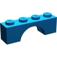 Lego kostka (kostička) most oblouk 1x4, modrá (365923, 4160810, 4239050)